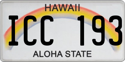 HI license plate ICC193