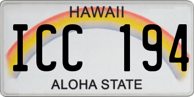 HI license plate ICC194