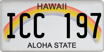 HI license plate ICC197