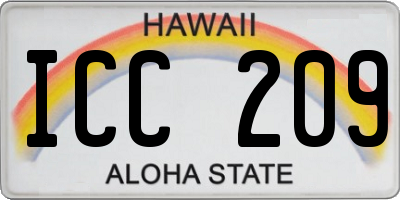 HI license plate ICC209