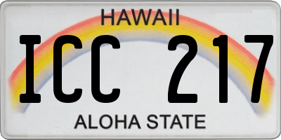 HI license plate ICC217