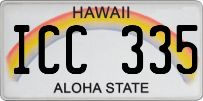 HI license plate ICC335