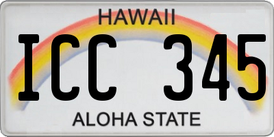 HI license plate ICC345