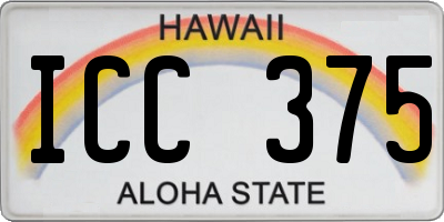 HI license plate ICC375