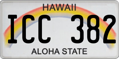 HI license plate ICC382