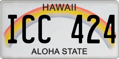HI license plate ICC424