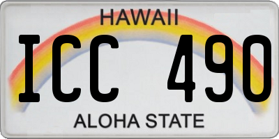 HI license plate ICC490