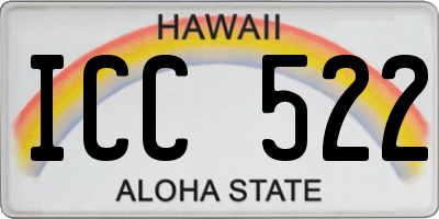 HI license plate ICC522