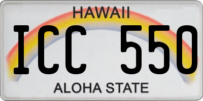 HI license plate ICC550