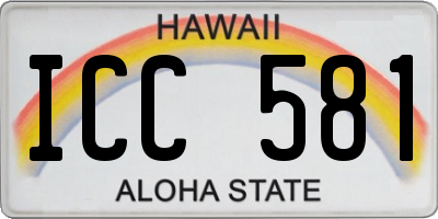 HI license plate ICC581