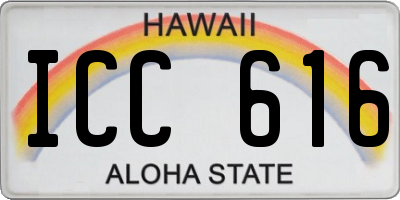 HI license plate ICC616