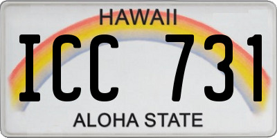 HI license plate ICC731