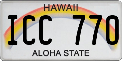 HI license plate ICC770