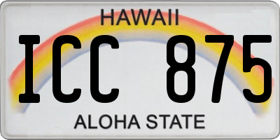 HI license plate ICC875