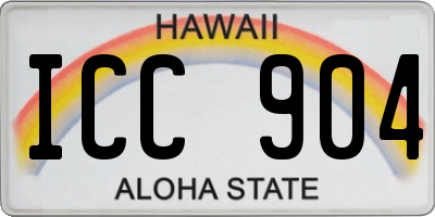 HI license plate ICC904