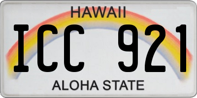 HI license plate ICC921