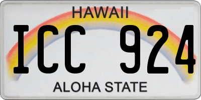 HI license plate ICC924
