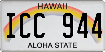 HI license plate ICC944
