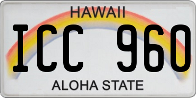 HI license plate ICC960