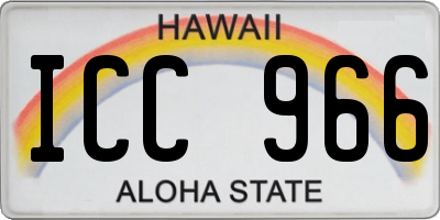HI license plate ICC966
