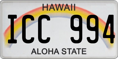 HI license plate ICC994