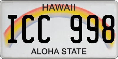 HI license plate ICC998
