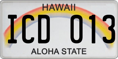 HI license plate ICD013
