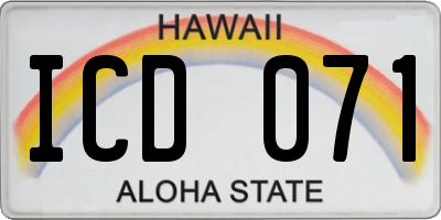 HI license plate ICD071
