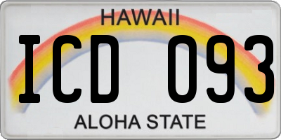 HI license plate ICD093