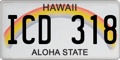 HI license plate ICD318