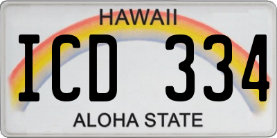 HI license plate ICD334