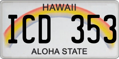 HI license plate ICD353