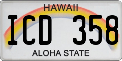 HI license plate ICD358