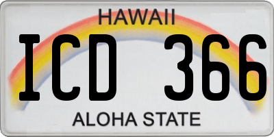 HI license plate ICD366