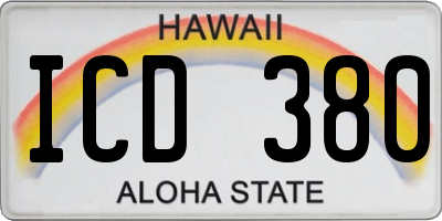 HI license plate ICD380