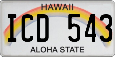 HI license plate ICD543