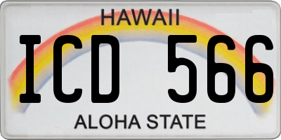 HI license plate ICD566