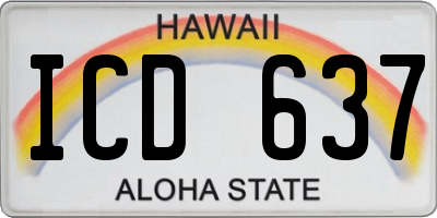 HI license plate ICD637