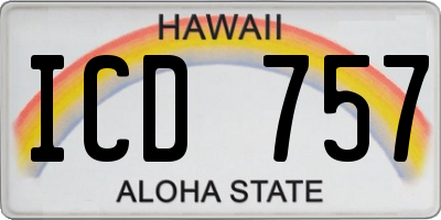 HI license plate ICD757