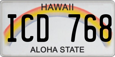 HI license plate ICD768