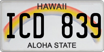 HI license plate ICD839
