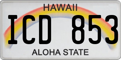 HI license plate ICD853