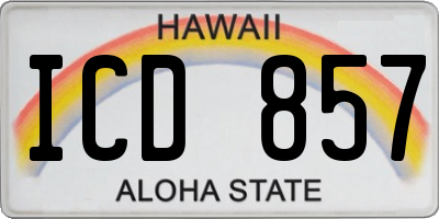 HI license plate ICD857