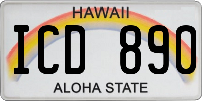 HI license plate ICD890