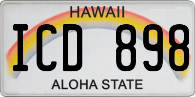 HI license plate ICD898