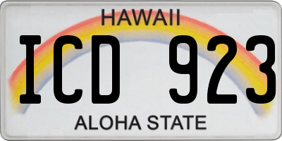 HI license plate ICD923