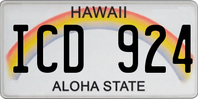 HI license plate ICD924