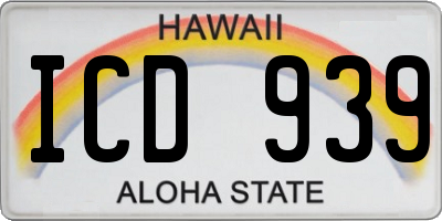 HI license plate ICD939