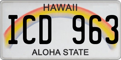 HI license plate ICD963
