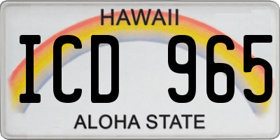 HI license plate ICD965